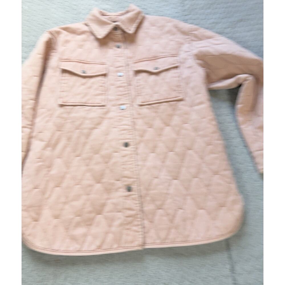 Joie Pink Quilted Oversized Shirt Jacket Barn Coat Shacket Size S